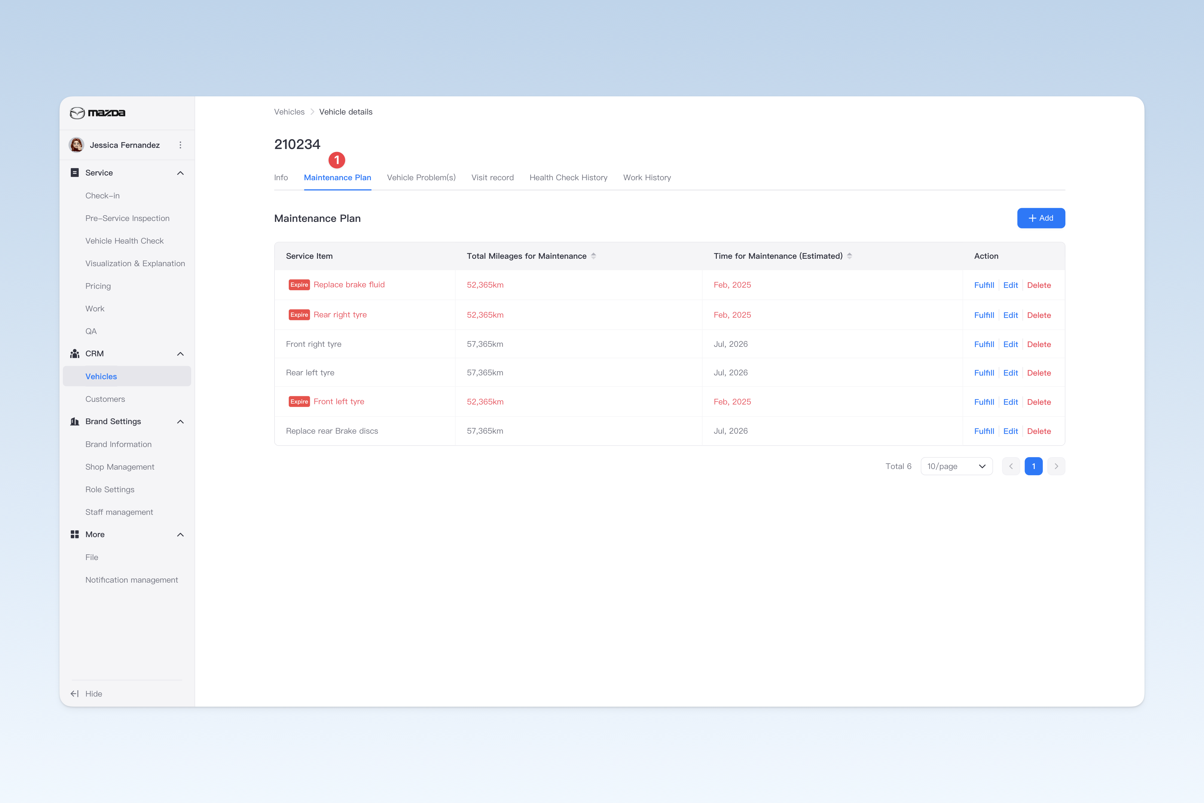 Location of "Maintenance Plan" page