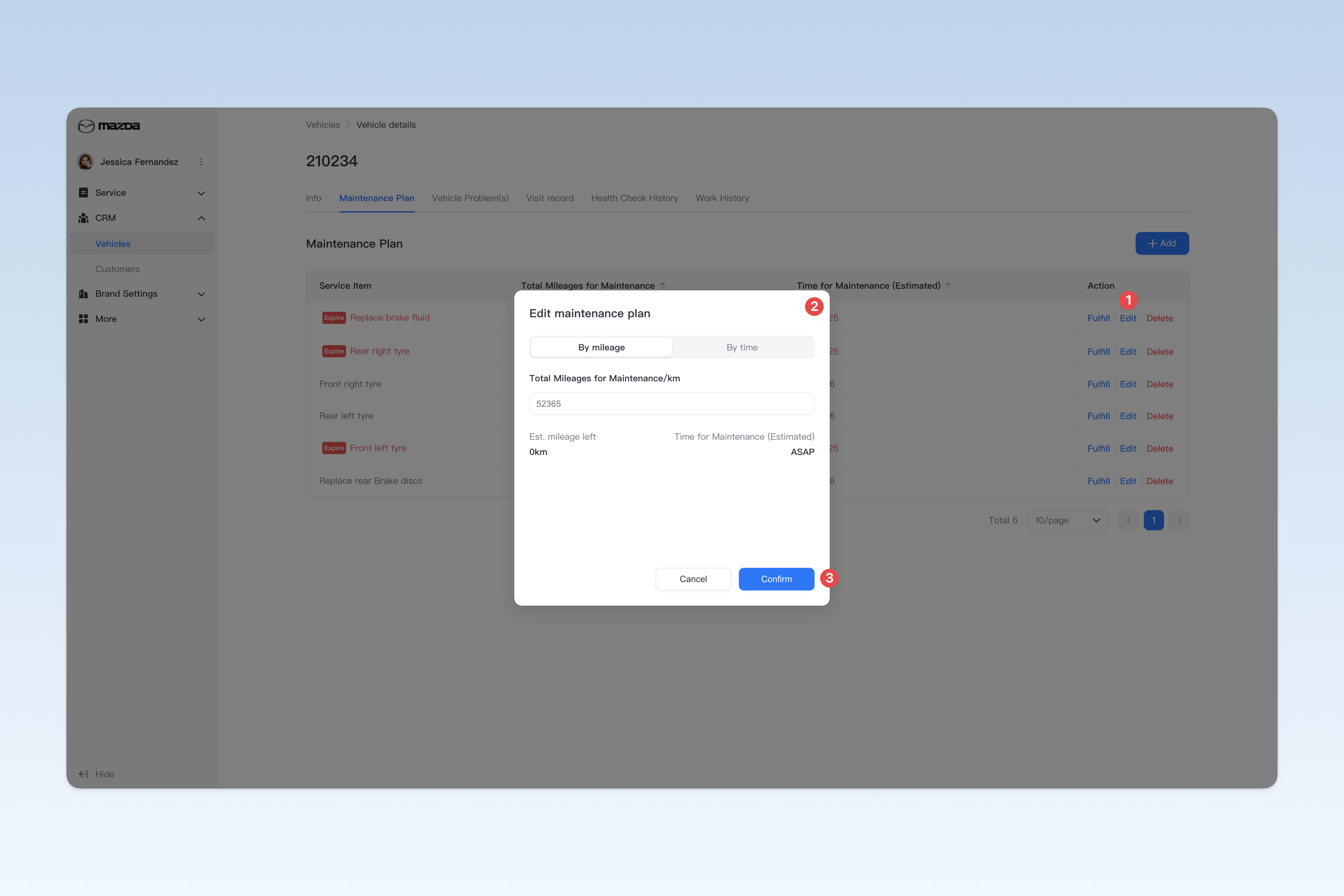 Edit maintenance plan