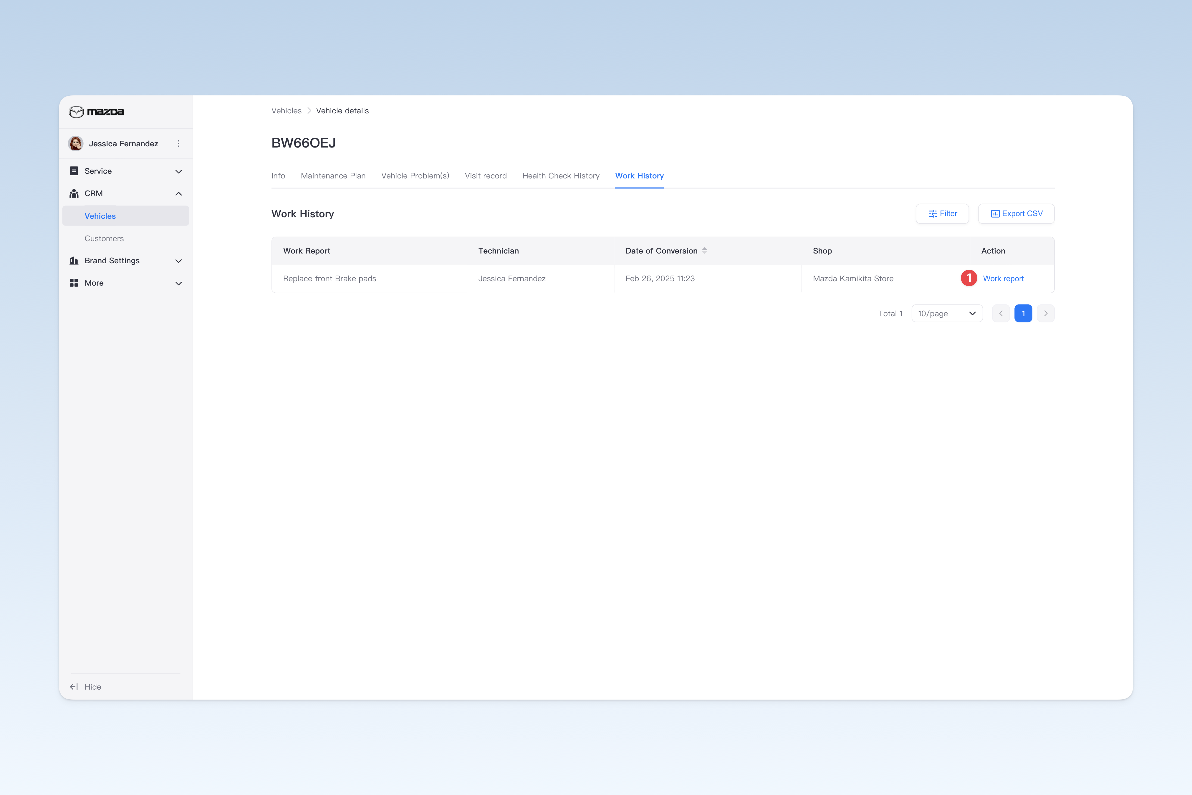 1. Click the [View Work Report] button