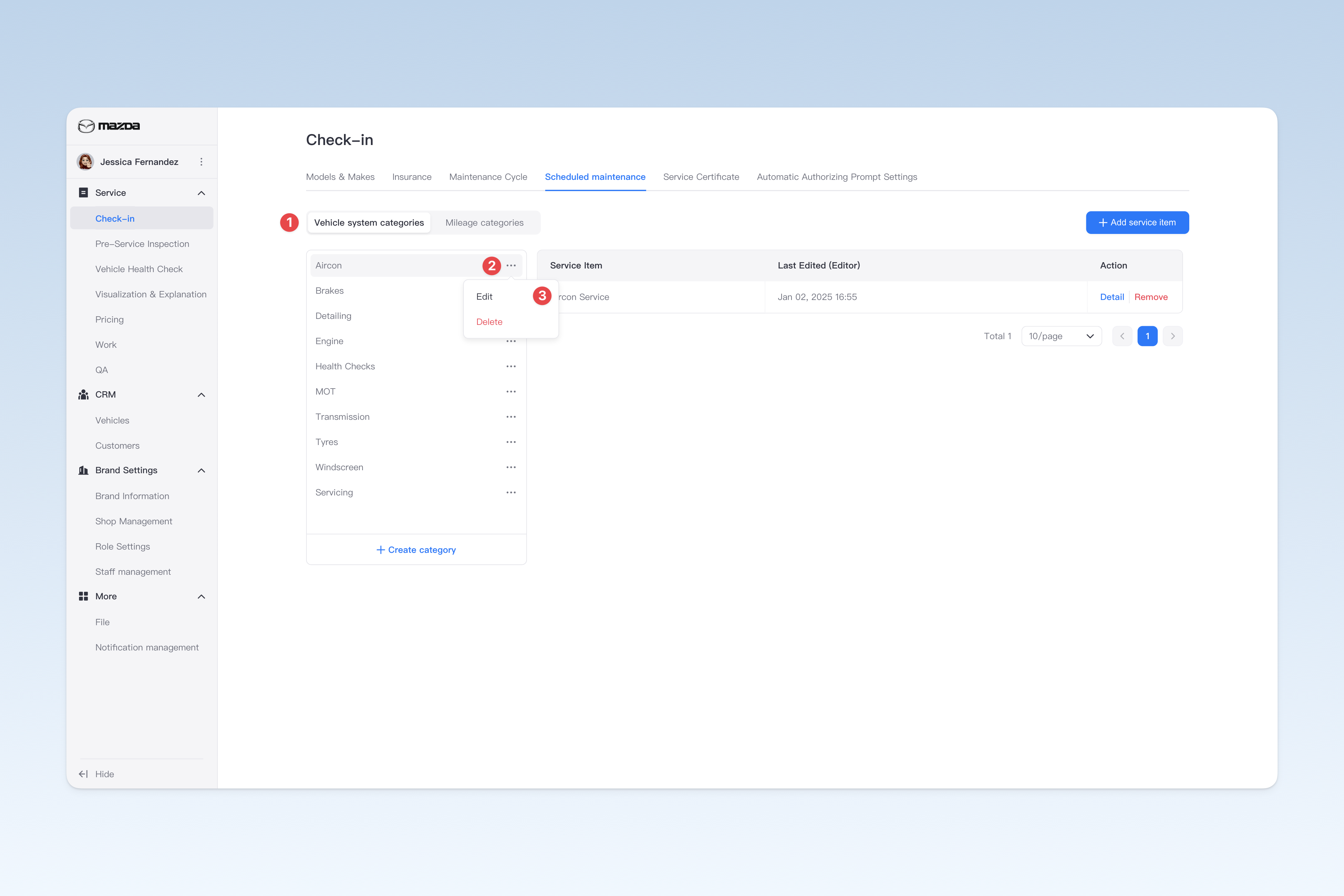 Edit "Vehicle system categories"